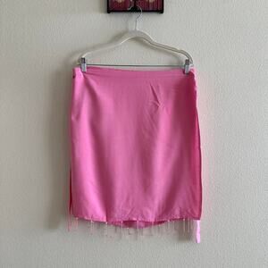 Vintage pink beaded wrap mini skirt
